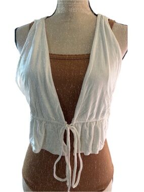 Lulus off white White rare Tie-Front Women's Vest Layering Top